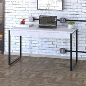 Escrivaninha Industrial Kuadra com 2 Gavetas 120 cm - Branco/Preto