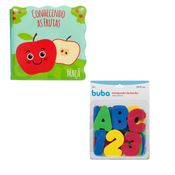 KIT LIVRINHO EDUCATIVO E LETRAS E NUMEROS BRINQUEDO PARA HORA DO BANHO INFANTIL BEBE MENINO MENINA BUBA Cor:CONHECENDO A