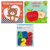 KIT 2 LIVRINHOS EDUCATIVO E 1 LETRAS E NÚMEROS BRINQUEDO PARA HORA DO BANHO INFANTIL BEBE MENINO MENINA BUBA Cor:Um Dia