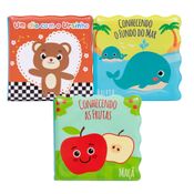 BRINQUEDO PARA HORA DO BANHO INFANTIL BEBE MENINO MENINA KIT 3 LIVRINHOS EDUCATIVO BUBA Cor:Ursinho/Fundo Mar/Frutas