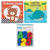 KIT 2 LIVRINHOS EDUCATIVO E 1 LETRAS E NÚMEROS BRINQUEDO PARA HORA DO BANHO INFANTIL BEBE MENINO MENINA BUBA Cor:Um Dia