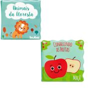 BRINQUEDO PARA HORA DO BANHO INFANTIL BEBE MENINO MENINA KIT 2 LIVRINHOS EDUCATIVO BUBA Cor:Animais Flores/Conhecendo Fr