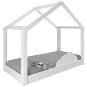 Cama Infantil Montessoriana Casinha Com 1 Grade Proteção Nuvem Quarto Angel P04 Branco - Lyam Decor