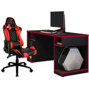 Kit Mesa Para PC Gamer Destiny com Cadeira Gamer TGC12 H01 ThunderX3 Preto Vermelho - Lyam Decor