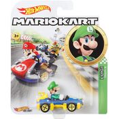 Carrinho Hot Wheels Mario Kart Luigi Mach 8 Mattel GBG25