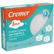 Fralda de Pano - Cremer - Luxo com Bainha - Branca - 5 Unidades