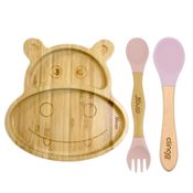 Kit Alimentação Bambu Hipopótamo Clingo Com 3 Itens Rosa
