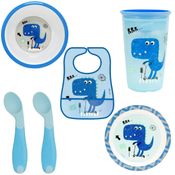 Kit Alimentação Dino Clingo Azul com 6 Itens Mod 3