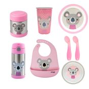 Kit Alimentação Coala Clingo Rosa e Cinza com 8 Itens Mod 3