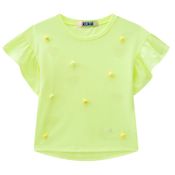 Blusa Kukiê Verde Neon Com Pompom E Strass Summer