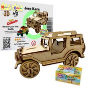 Brinquedo Quebra Cabeça 3D Jeep Kara Colorir Mdf