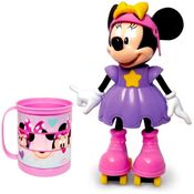 Boneca Minnie Patinadora que fala Elka + Caneca Giratória Divertida