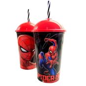 Copo Shake Canudo Homem Aranha Vingadores 500 ml Plasútil