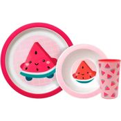 Kit Alimentação Prato Copo Bowl Bebê Melancia 12746 Buba