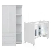 Berço Simples 1 E Guarda Roupa 825 Doce Sonho Branco Qmovi