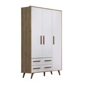 Guarda Roupa Infantil Retro 03 Portas 2909 Carvalho Rustico Branco Qmovi