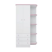 Guarda Roupa Infantil Doce Sonho 825 Branco Rosa Qmovi