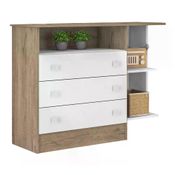 Comoda Infantil Doce Sonho 03 Gavetas 1367 Carvalho Rustico Branco Qmovi
