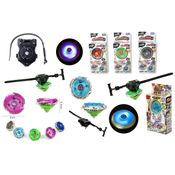 Kit 3 Beyblade Pião de Led Metal Fusion + 3 Lançadores