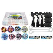 Kit 6 Beyblade Burst + 3 Lançador 3 Sporte Grip + Maleta Beyblade