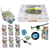 Kit 6 Beyblade Pião de Led Metal Fusion + 6 Lançadores + Maleta