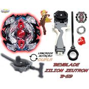 Beyblade Burst C/ 2 Lançador Grip Zilion Zeutron Beyblader Zac