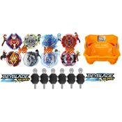 6 Beyblades Gyro + Arena Beyblade Burst Hasbro + 6 Lançador