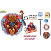 Beyblade Burst Xeno Xcalius + Lançador Dupla Rotação Tornado Gyro