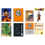 Kit 2 Cadernos Dragon Ball Super Espiral Goku 160 Folhas 10 Matérias