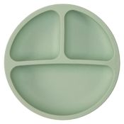 Pratinho em Silicone com Divisórias e Ventosas Verde