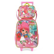 Kit Mochila de Rodinhas Lancheira Luxcel Moranguinho Pink