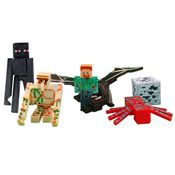 Kit 5 Cartela Minecraft Dragão 25 Bonecos + 5 Bloco Ender Dragon Brinquedo Infantil Bed Wars Steve