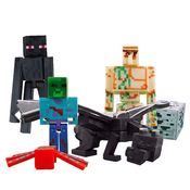 Kit 6 Cartela Minecraft Dragão com 30 Bonecos + 6 Bloco Ender Dragon Brinquedo Infantil Bed Wars Zombie