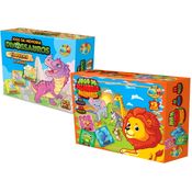 Brinquedo Jogos de Mesa Animais e Dinossauros Kit 2 Unidades