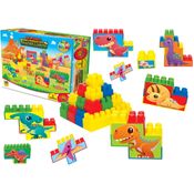 Brinquedo Infantil Blocos de Montar 48 Peças Dinossauros