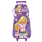 Mochila de Rodinhas da Barbie com Lancheira Térmica Violeta - Luxcel
