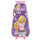 Kit Mochila de Rodinhas Lancheira Luxcel Barbie Violeta