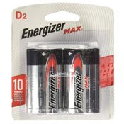 Pilhas Alcalinas - LR20 Grande - D2 - Cartela com 2 Unidades - Energizer Max