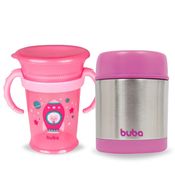 Kit Alimentação Foguete Rosa Copo Treinam Pote Térmico Buba