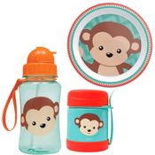 Kit Alimentação Prato Garrafa e Pote Termico Macaco Buba