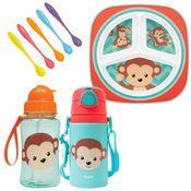 Kit Alimentação Animal Fun Macaco com 8 ítens Buba