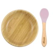 Kit Alimentação Bambu Tigela Bowl e Colher Clingo Rosa