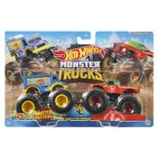 Pack 2 Hot Wheels - 1:64 - Monster Portions vs Tuong Ot Sriracha - Monster Trucks - GTJ49