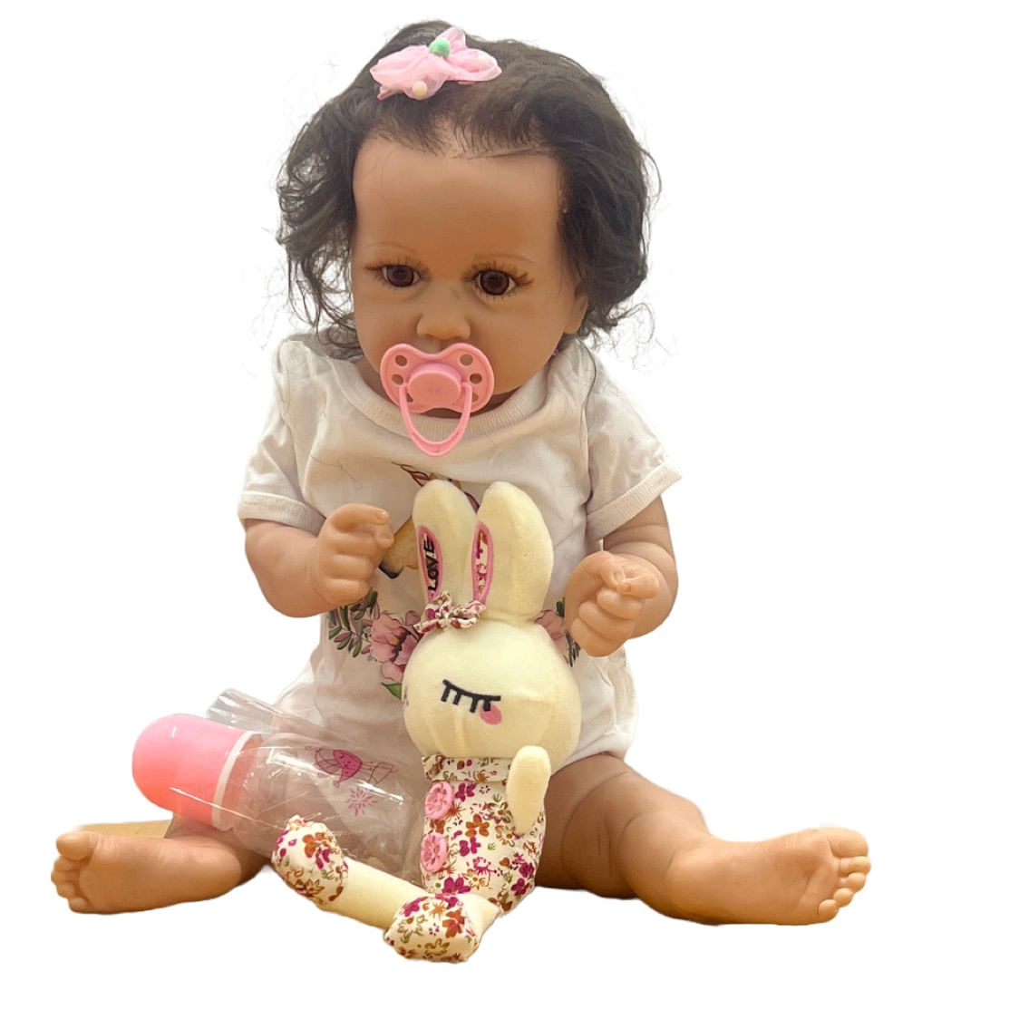 Boneca Reborn Eva Com Coelho de Pelucia Bebe Reborn Menina : :  Brinquedos e Jogos