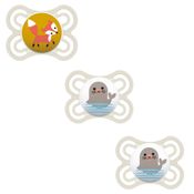 CHUPETA MAM PERFECT 0-6 MESES TAMANHO 1 BICO SILICONE BLISTER TRIPLA MENINO MENINA Cor:Raposa - Foca - Foca