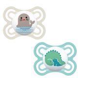 CHUPETA MAM PERFECT 0-6 MESES TAMANHO 1 BICO SILICONE EMBALAGEM DUPLA MENINO MENINA Cor:Neutra/Azul