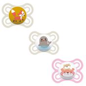 CHUPETA MAM PERFECT 0-6 MESES TAMANHO 1 BICO SILICONE BLISTER TRIPLA MENINO MENINA Cor:Raposa - Foca - Tigre
