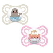 CHUPETA MAM PERFECT 0-6 MESES TAMANHO 1 BICO SILICONE EMBALAGEM DUPLA MENINO MENINA Cor:Neutra/Rosa
