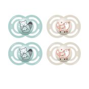 KIT CHUPETAS MAM PERFECT 6+ MESES TAMANHO 2 BICO SILICONE EMBALAGEM COM 4 MENINO MENINA Cor:Azul