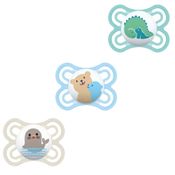 CHUPETA MAM PERFECT 0-6 MESES TAMANHO 1 BICO SILICONE BLISTER TRIPLA MENINO MENINA Cor:Dino - Urso - Foca
